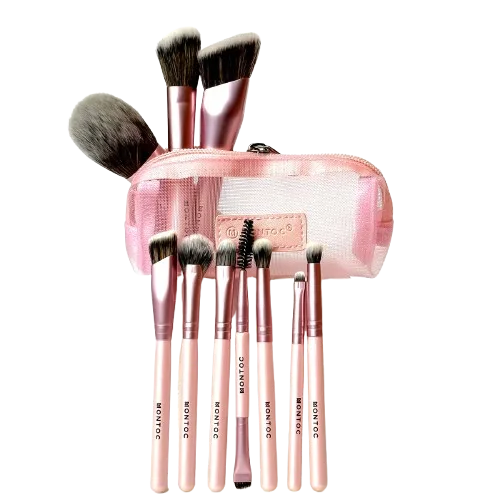 Kit Mini de Brochas Viajero con Cosmetiquera